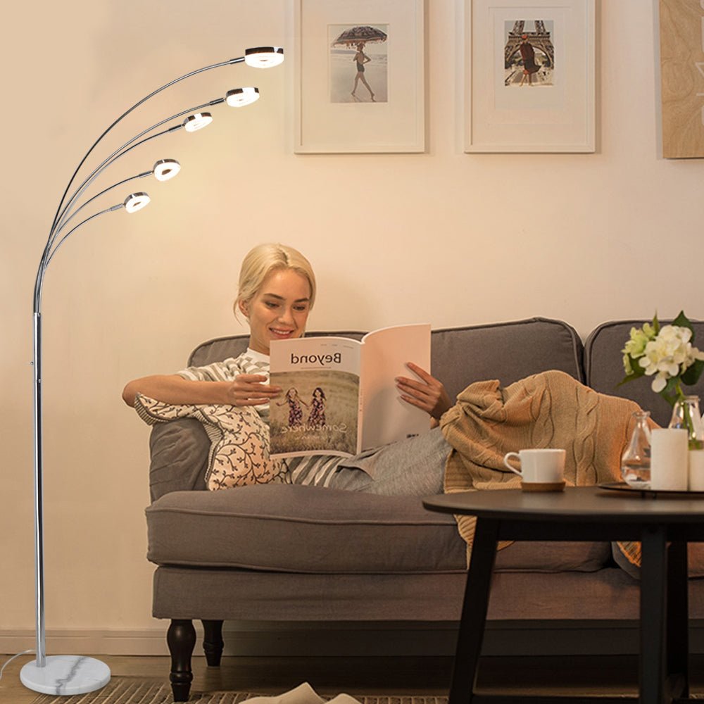 Arc Floor Lamp Multiple Lights Marshall Black And Gold Multi Head