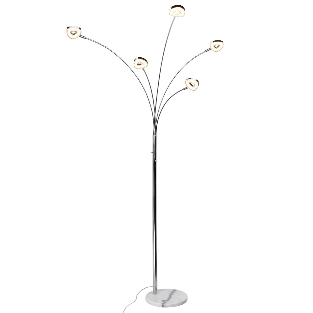 DLLT Rotatable Head Arc Floor Lamps 3000k LED Warm White, 5*4W Modern Dimmable Reading Standing Lamp, Eye Protection Standard Pole Light with Crystal LED Beads, Floor Light for Living Room, Bedroom, Bedside, Office, 3 Brightness Levels - WS-MPF2-20B 1 | Depuley