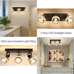 Depuley Rustic Metal and Rattan 3-Light Wall Light, with Variable Direction Lampshade - WS-FNG47-40B 3 | Depuley