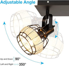 Depuley Rustic Metal and Rattan 3-Light Wall Light, with Variable Direction Lampshade - WS-FNG47-40B 4 | Depuley