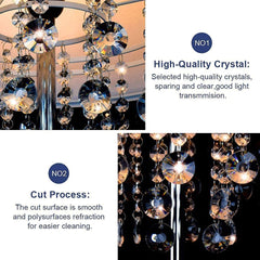 DLLT Silver Vintage Standing Lamp for Living Room, Elegant Fabric Lamp Shade and Crystal Pendant - PY-F1032S 3 | Depuley