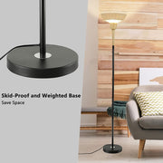 Depuley Sky LED Torchiere Standing Floor Lamp, Modern 69 inch Tall Pole Light with Rattan and Glass Shade, Uplight Lamps Lighting for Living Room Bedroom Office, 9W 3000K - WS-MNF39-60B 6 | Depuley