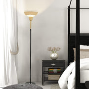Depuley Sky LED Torchiere Standing Floor Lamp, Modern 69 inch Tall Pole Light with Rattan and Glass Shade, Uplight Lamps Lighting for Living Room Bedroom Office, 9W 3000K - WS-MNF39-60B 7 | Depuley