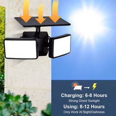 Depuley Solar Light Outdoor IP65 Waterproof LED Spotlight with Motion Sensor Swivelling 2 Heads Wireless 2 Modes Flood Light Outdoor Spotlight Black for Backyard Garage Entrance Garage Vegetable Garden - WSSL06-A-B 1 | Depuley