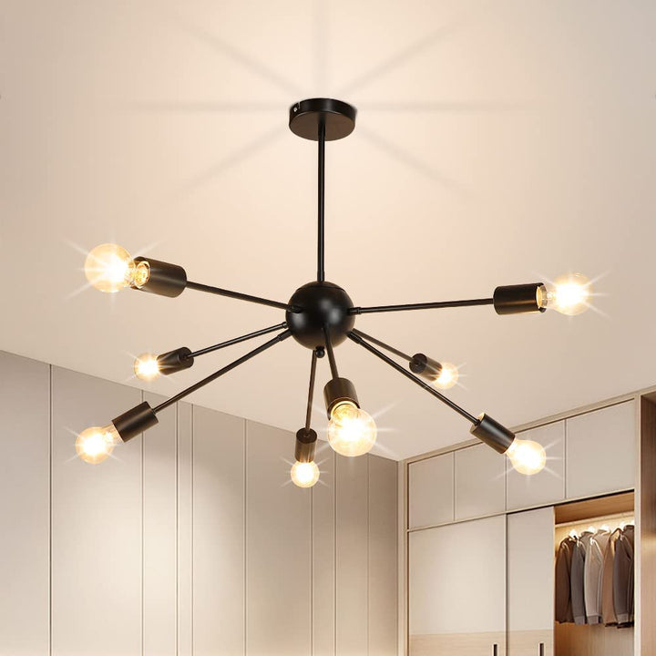 Depuley Sputnik Chandelier 8 Lights, Starburst Black Modern Ceiling Light Fixtures, Mid Century Vintage Hanging Semi Flush Mount Pendant Lamp - WSCDD31-B8 1 | Depuley