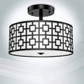 DLLT Stylish Semi Flush Mount Ceiling Lights, Iron Round Drum Cover Pendant lamp, Chandelier Lighting with 3 Bulb Socket in Chrome Finish for Bedroom Hallway Kitchen Entry Foyer Living Dining Room - B07WDTPTRV 18 | Depuley