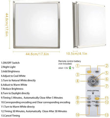 DLLT Upgraded 48W Dimmable LED Flush Mount Light, Modern 18 Inch Square Ceiling Lighting Fixture with Remote and Memory Function for Bedroom/Living Room/Dining Room, 3000K/4000K/6000K Color Changeable - WS-FPC25-48C 3 | Depuley