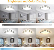 DLLT Upgraded 48W Dimmable LED Flush Mount Light, Modern 18 Inch Square Ceiling Lighting Fixture with Remote and Memory Function for Bedroom/Living Room/Dining Room, 3000K/4000K/6000K Color Changeable - WS-FPC25-48C 6 | Depuley