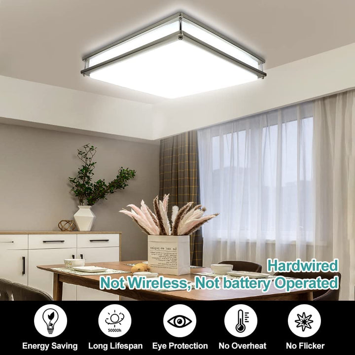 DLLT Upgraded 48W Dimmable LED Flush Mount Light, Modern 18 Inch Square Ceiling Lighting Fixture with Remote and Memory Function for Bedroom/Living Room/Dining Room, 3000K/4000K/6000K Color Changeable - WS-FPC25-48C 5 | Depuley