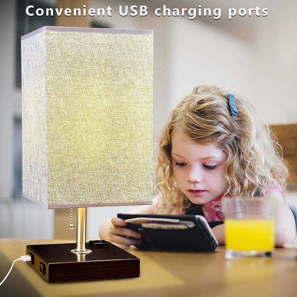 Bedside table lamp with usb charging port on sale