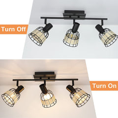 Depuley Vintage Track Ceiling Spotlight, 3-Head Bamboo LED Track Lighting Kit, Industrial Track Lamp - WS-FNG50-40B 3 | Depuley