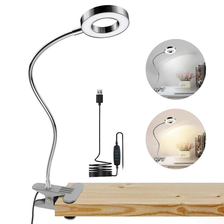 Depuley W-LITE 6W LED USB Clip on Reading Light, 2-Light Color Desk Lamp with Clamp for Bed Kids Book Piano Headboard, Eye Protection, Book Light Warm & Cool Light Colors, Adapter Included - B074V55XBR 19 | Depuley