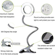 Depuley W-LITE 6W LED USB Clip on Reading Light, 2-Light Color Desk Lamp with Clamp for Bed Kids Book Piano Headboard, Eye Protection, Book Light Warm & Cool Light Colors, Adapter Included - B074V55XBR 22 | Depuley