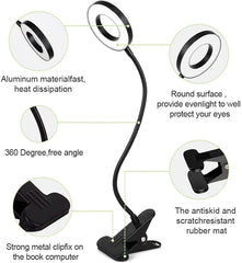 Depuley W-LITE 6W LED USB Clip on Reading Light, 2-Light Color Desk Lamp with Clamp for Bed Kids Book Piano Headboard, Eye Protection, Book Light Warm & Cool Light Colors, Adapter Included - WSTL01-6C-B 5 | Depuley