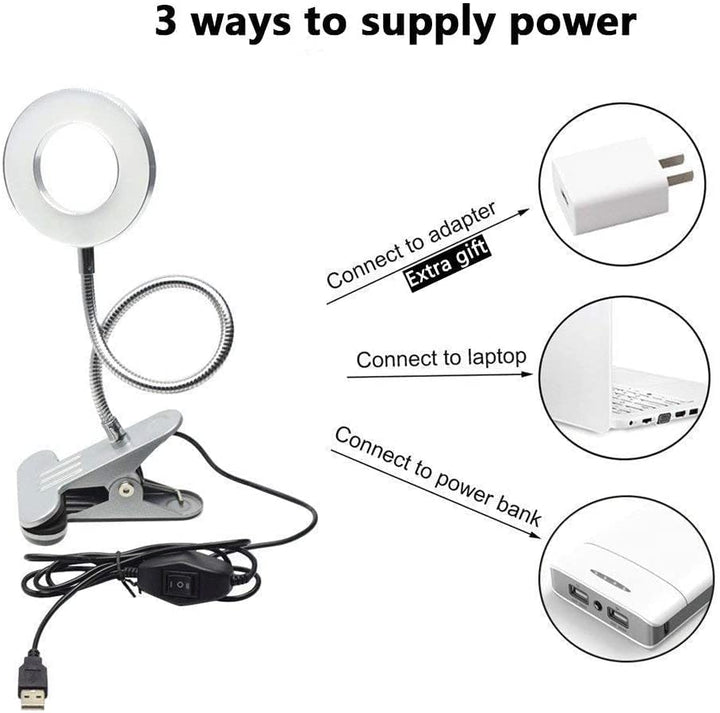 Depuley W-LITE 6W LED USB Clip on Reading Light, 2-Light Color Desk Lamp with Clamp for Bed Kids Book Piano Headboard, Eye Protection, Book Light Warm & Cool Light Colors, Adapter Included - B074V55XBR 20 | Depuley