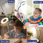 Depuley W-LITE 6W LED USB Clip on Reading Light, 2-Light Color Desk Lamp with Clamp for Bed Kids Book Piano Headboard, Eye Protection, Book Light Warm & Cool Light Colors, Adapter Included - WSTL01-6C-B 17 | Depuley