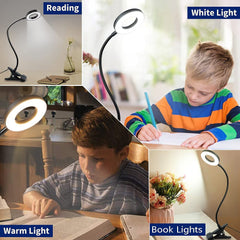 Depuley W-LITE 6W LED USB Clip on Reading Light, 2-Light Color Desk Lamp with Clamp for Bed Kids Book Piano Headboard, Eye Protection, Book Light Warm & Cool Light Colors, Adapter Included - WSTL01-6C-B 17 | Depuley