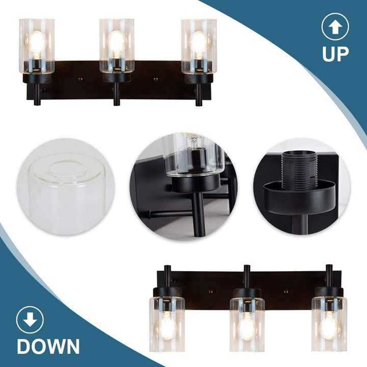 DLLT Vintage Wall Lamp with 3 Bulbs, LED Mirror Light Bathroom in Industrial Design, Retro Indoor Wall Spotlight for Bedroom, Living Room, Cafe - WSWL002-B3 4 | Depuley