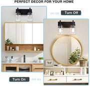Depuley Wall Vanity Light Fixture, Farmhouse Bathroom Lighting, 2-Light Metal Wall Mount Lamp with Glass Shade - WSWL001-B2 3 | Depuley