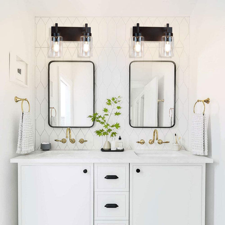 Depuley Wall Vanity Light Fixture, Farmhouse Bathroom Lighting, 2-Light Metal Wall Mount Lamp with Glass Shade - WSWL001-B2 8 | Depuley