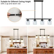 DLLT Kitchen Island Pendant Light Fixture, 4 Lights Metal Farmhouse Chandeliers, Vintage Flush Mount Ceiling Hanging Lighting with Glass Shade for Dining Room, Foyer, Restaurant, Bar - WSCDD24-B4 5 | Depuley