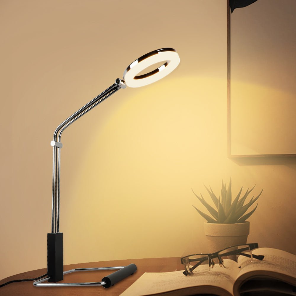 Depuley Minimalist Desk Lamp, Modern Nightstand Lamp with Plug-in Cord, Industrial Table Lamp with Adjustable Angle 5W LED Warm Light, Desk Lamp for Study, Office, Art, Work Lighting, Stable Base - WS-MPT9-5B 1 | Depuley