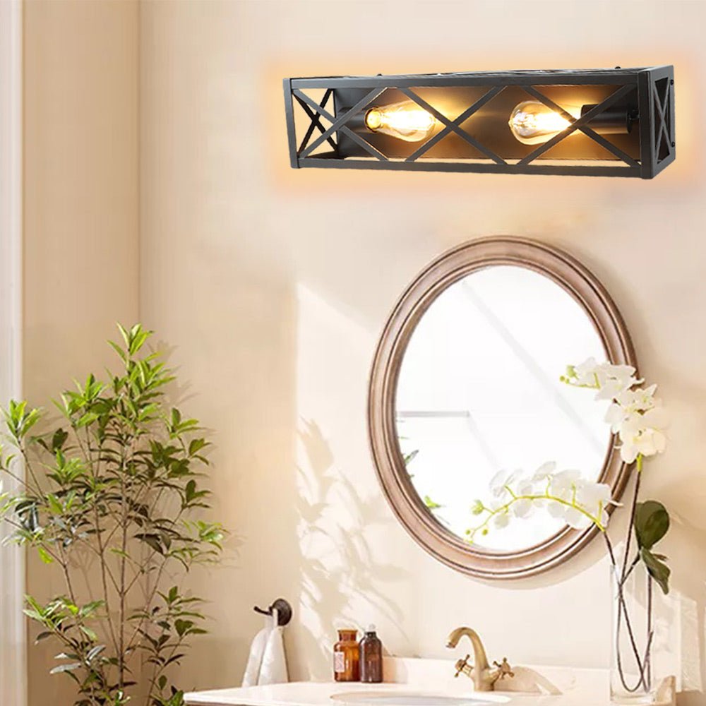 Black metal bathroom light fixtures discount