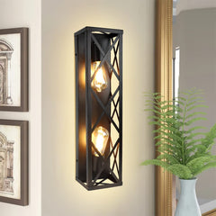 Industrial 2-Light Vanity Lighting for Bathroom, Vintage Brown Metal Farmhouse Style Wall Sconces - WS-FNW12-60B 1 | Depuley